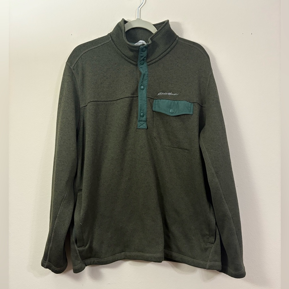 Eddie Bauer Radiator Fleece 1/4 Snap Pullover Men's 2XL Hunter Green cl